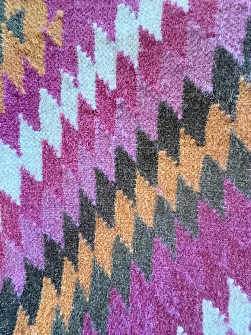Native Southwestern Pink Handwoven Wool Pillow Covers Boho Diamond Pattern 2